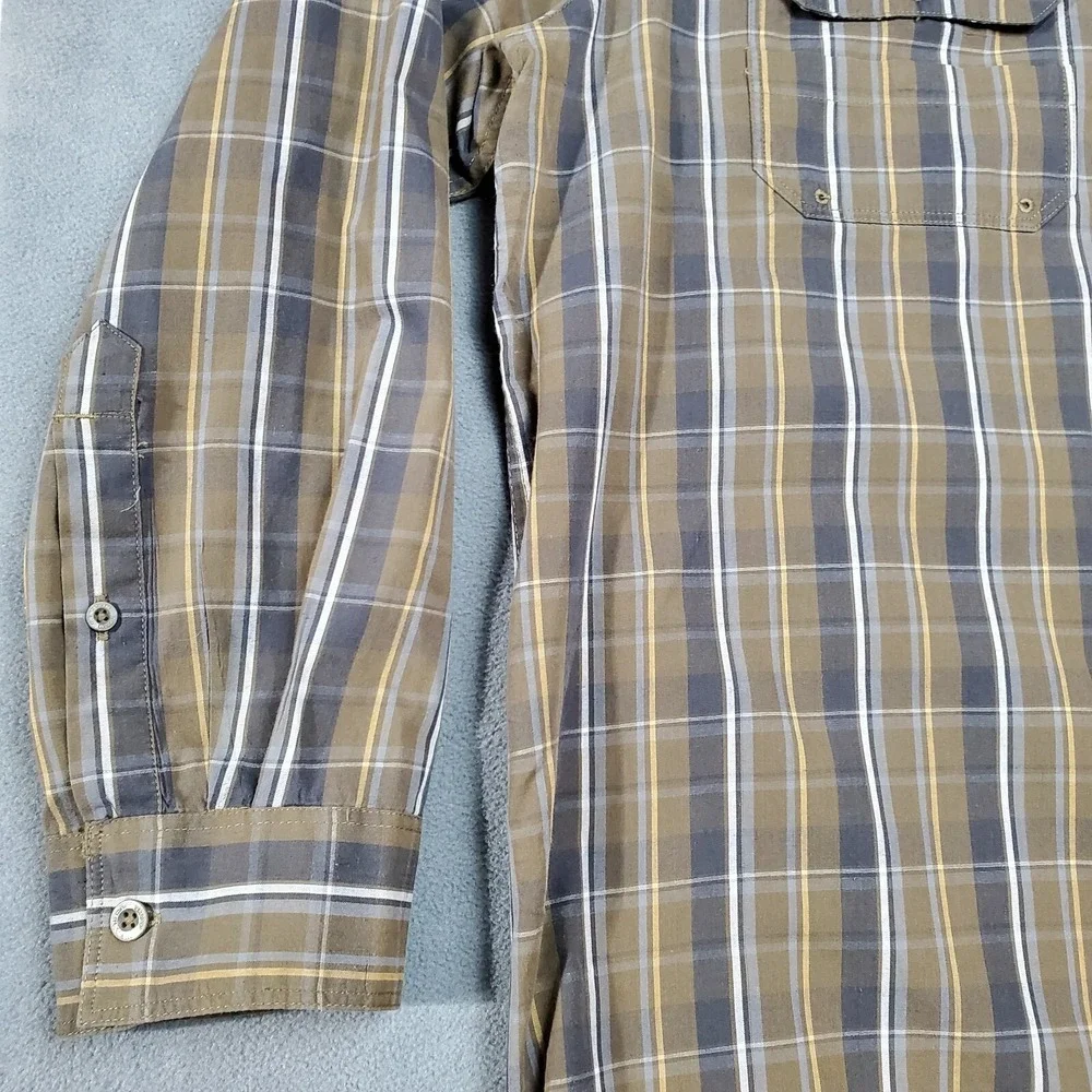 The North Face Button-Up Mens XL Brown Excellent Plaid Hiking Long Sleeve Shirt